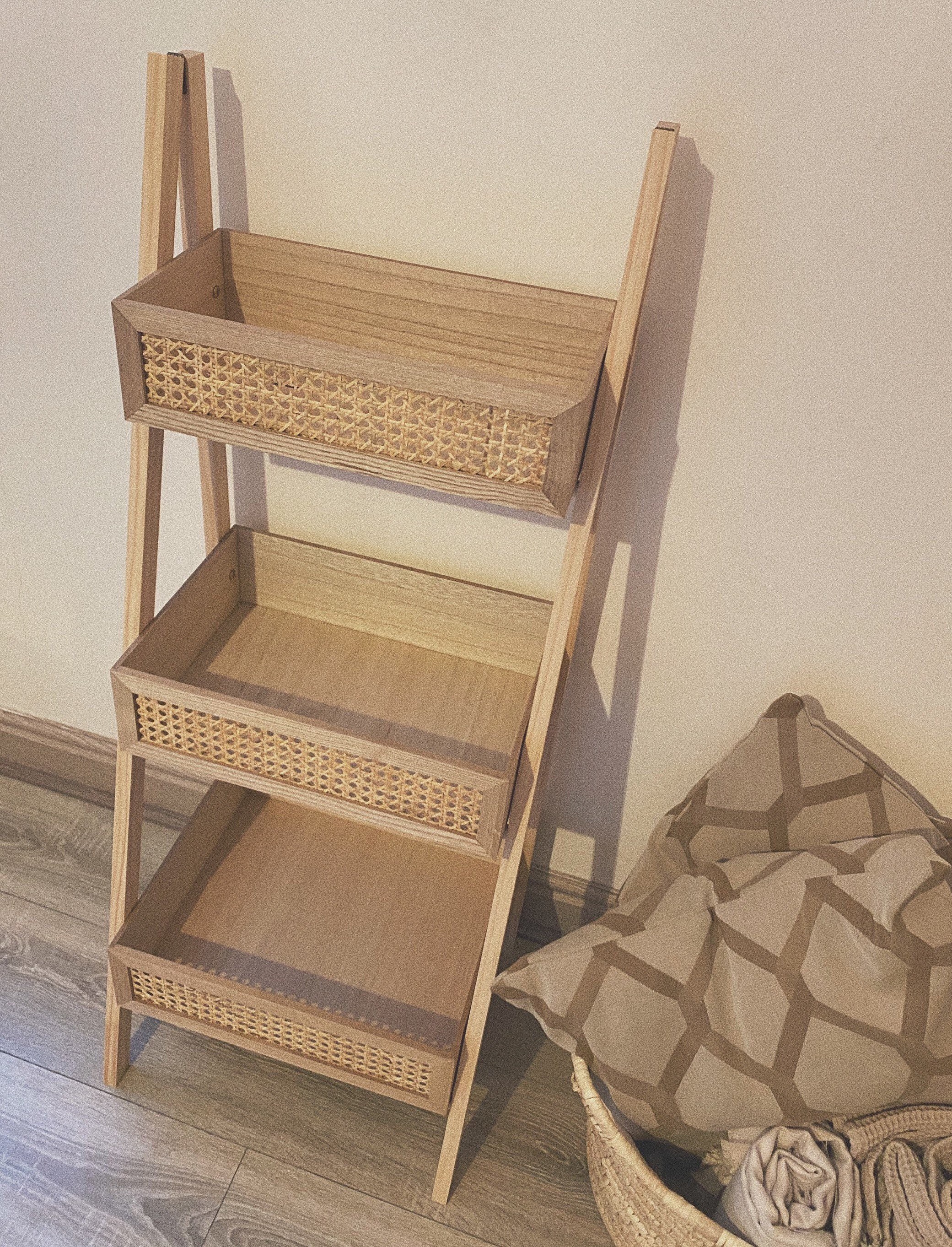 Rattan Cane Ladder Shelf 3 Tier Organiser Home Furniture Etsy