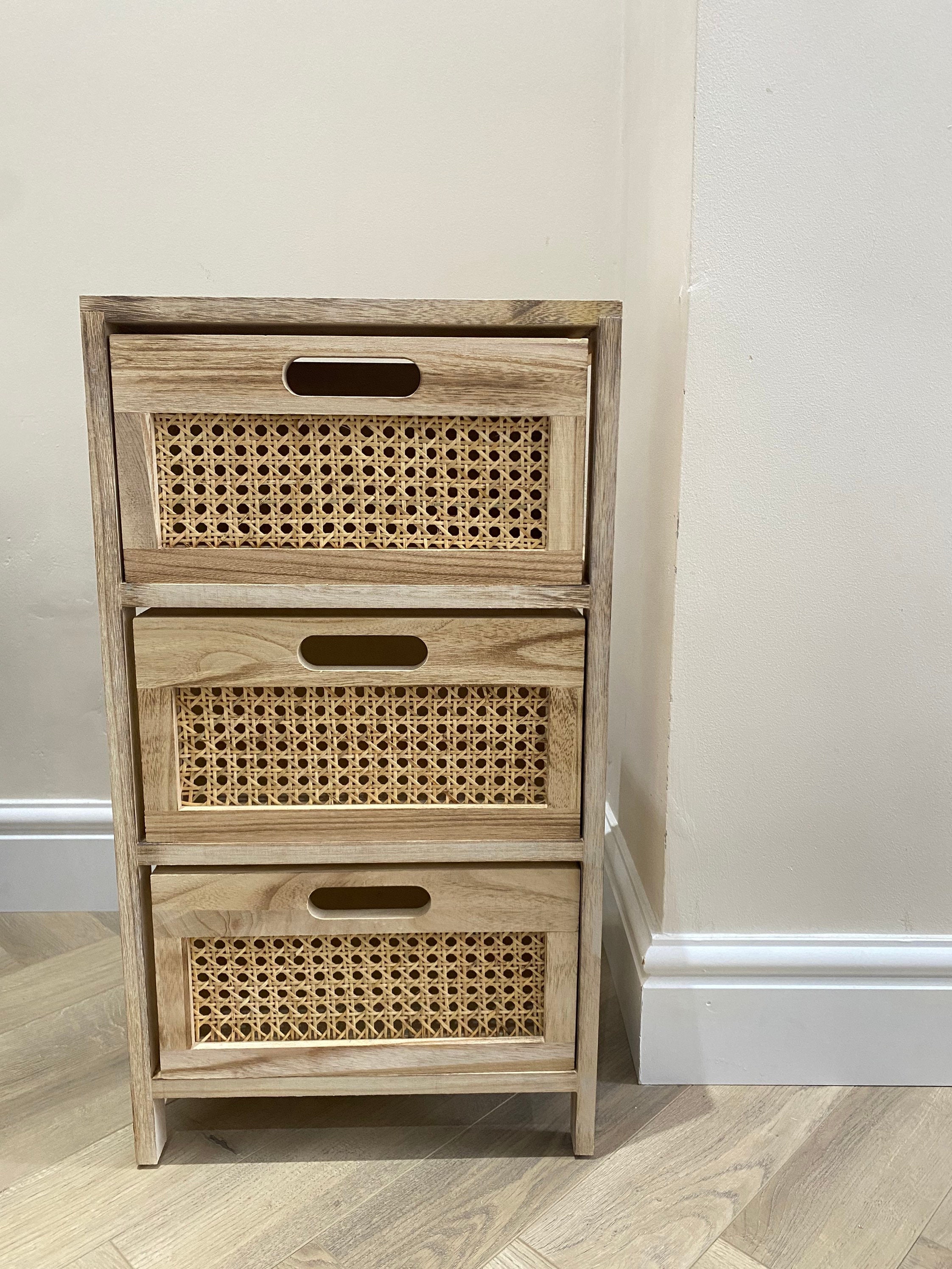 Rattan Cane Drawers Chest of 3 Drawers Natural Etsy