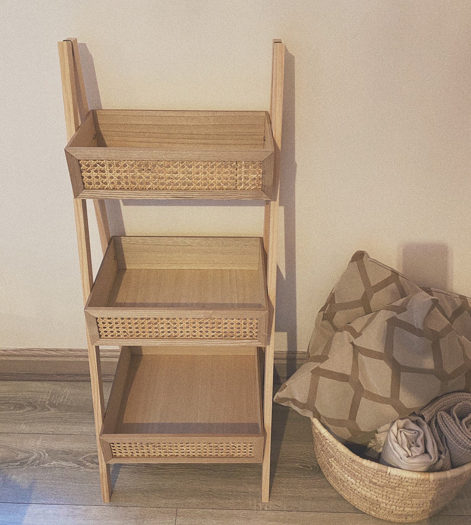 Rattan Cane Ladder Shelf 3 Tier Organiser Home Furniture Etsy