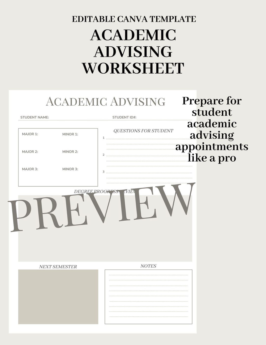 Academic Advising Worksheet 1 - Etsy