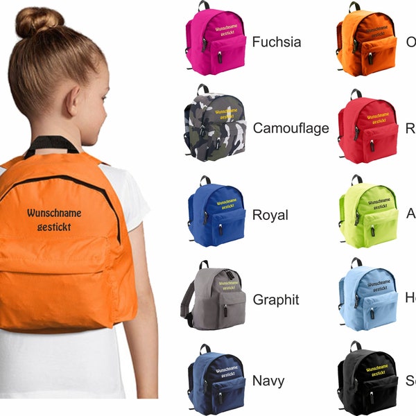 Kinderrucksack mit Name bestickt Kindergarten-Rucksack. Individuell bestickt mit Name / Text in vielen Farben