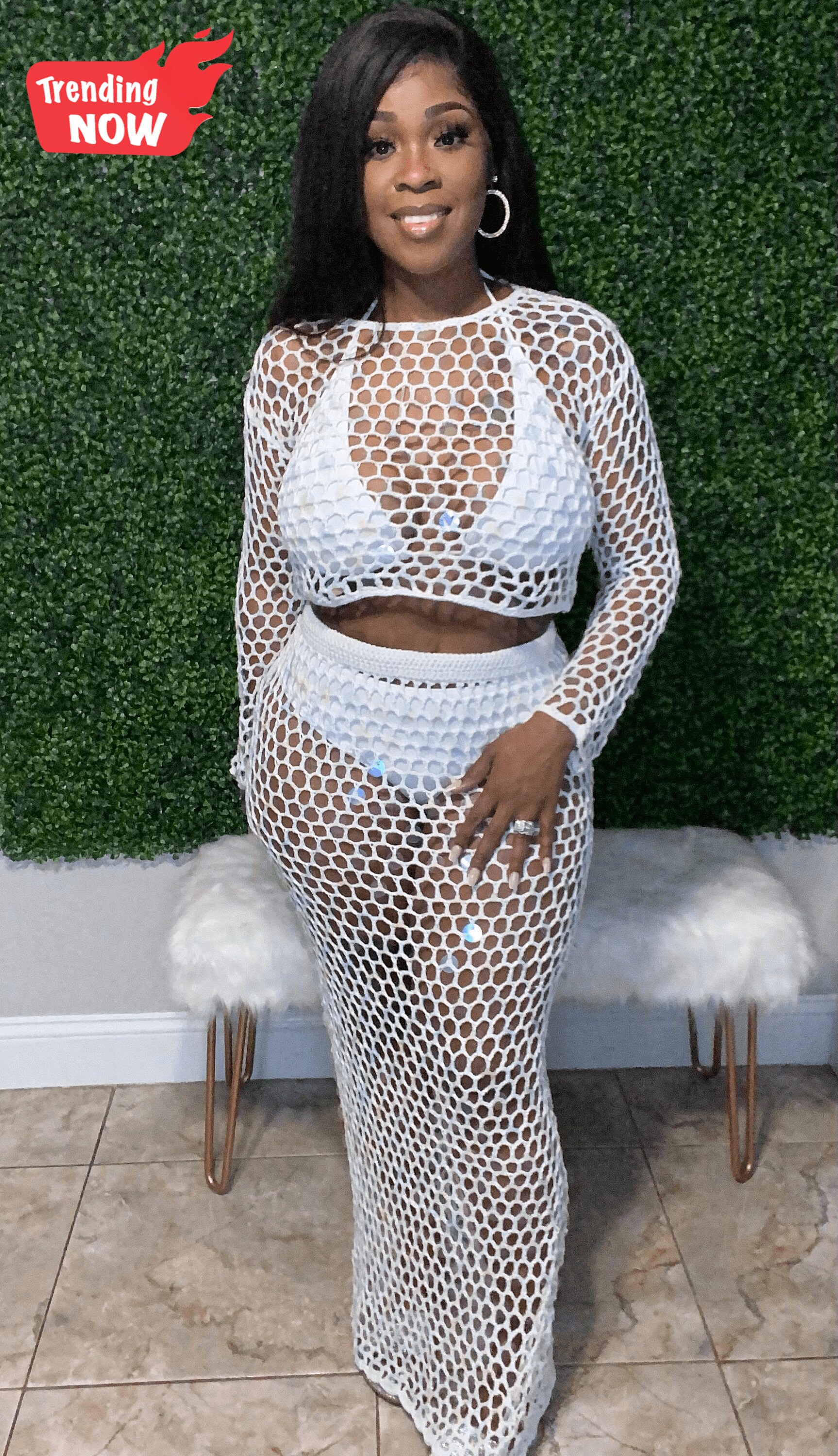 White Beach Cover-up Fishnet Set - Etsy