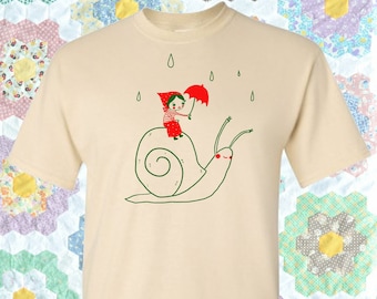 Little Red Riding Hood Snail Shirt, Whimsical Fairy Tale Art