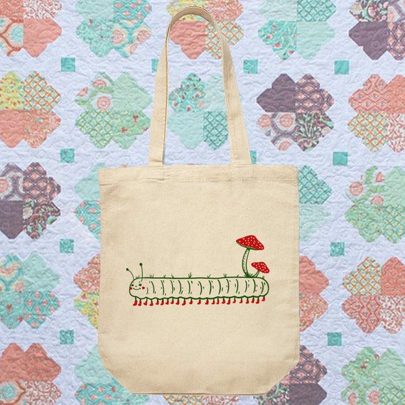 Caterpillar Garden Tote Bag: Whimsical Insect Design