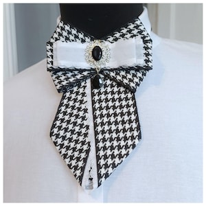 Chic Black and White Tie for Women - Dress Up Your Office Look with This Handmade Accessory