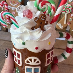 Gingerbread Tier Tray Decor: Mini Mugs, Hand Painted Books & Rolling Pin image 5
