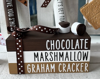 S'mores Stacked Book Decor, Tiered Tray, Faux Book Stack