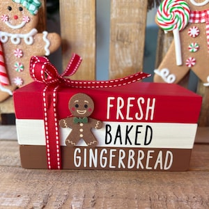 Gingerbread Tier Tray Decor: Mini Mugs, Hand Painted Books & Rolling Pin image 4