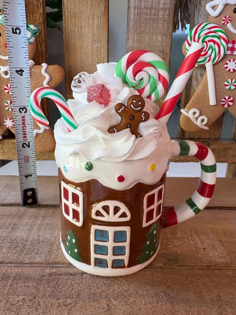 Gingerbread Tier Tray Decor: Mini Mugs, Hand Painted Books & Rolling Pin image 3