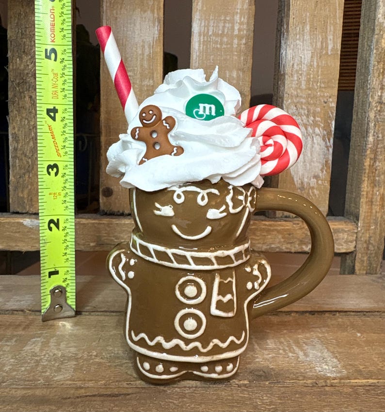 Gingerbread Tier Tray Decor: Mini Mugs, Hand Painted Books & Rolling Pin image 11