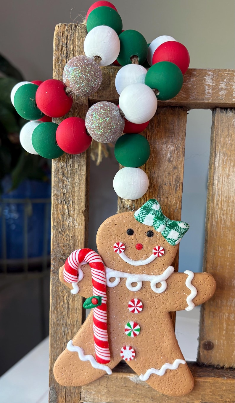 Gingerbread Tier Tray Decor: Mini Mugs, Hand Painted Books & Rolling Pin image 6