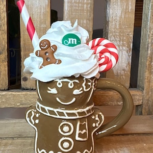 Gingerbread Tier Tray Decor: Mini Mugs, Hand Painted Books & Rolling Pin image 2