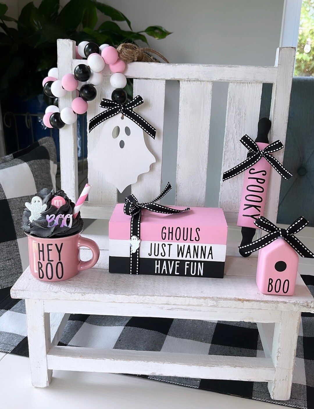 Pink Halloween / Pastel Halloween Decor / Tier Tray Decor / Ghouls Etsy