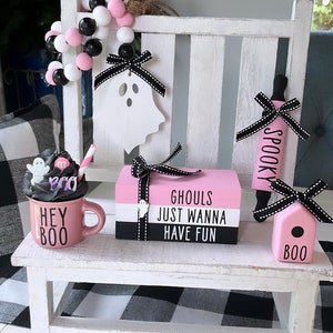 Pink Halloween / pastel Halloween decor / tier tray decor / ghouls