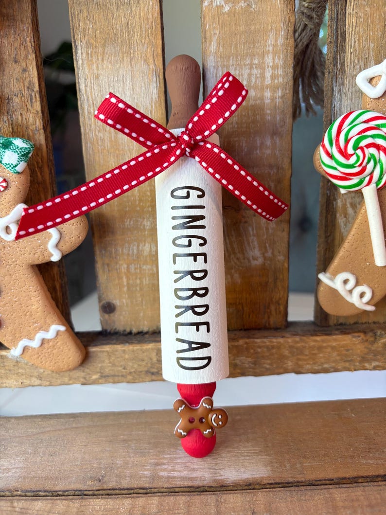Gingerbread Tier Tray Decor: Mini Mugs, Hand Painted Books & Rolling Pin image 9