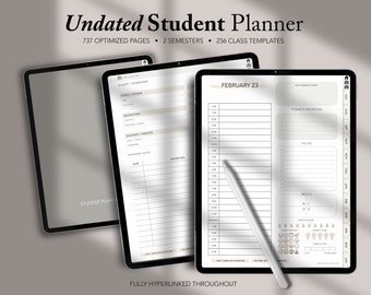 Undated Student Planner, Digital Planner for college, GoodNotes Planner, Academic journal, College schedule, High School, Daily Planner iPad
