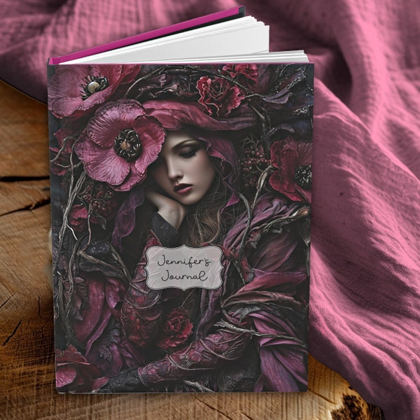 Cuaderno impreso personalizado - Cuaderno de tapa dura vintage gótico, diario basura personalizado, diario gótico, Shabby Chic, cuaderno personalizado