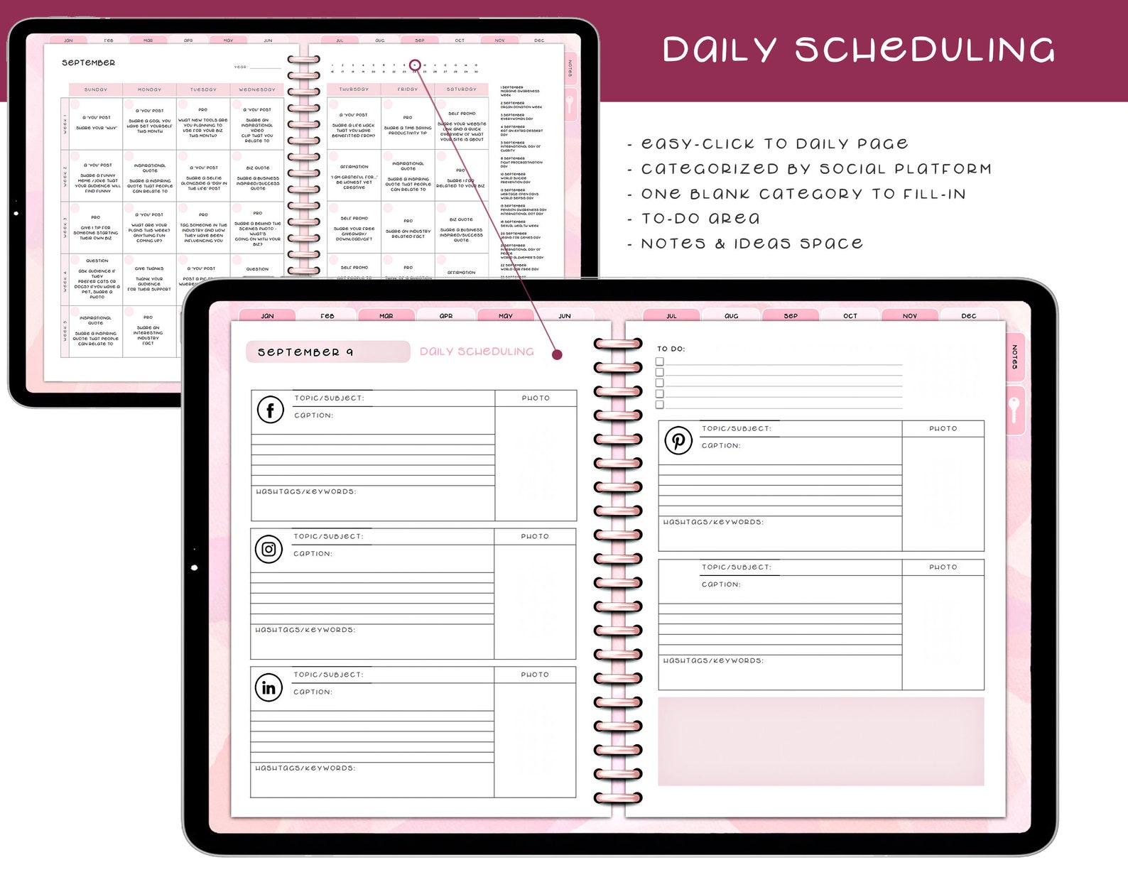 Social Media Calendar Social Media Posts Instagram Planner - Etsy