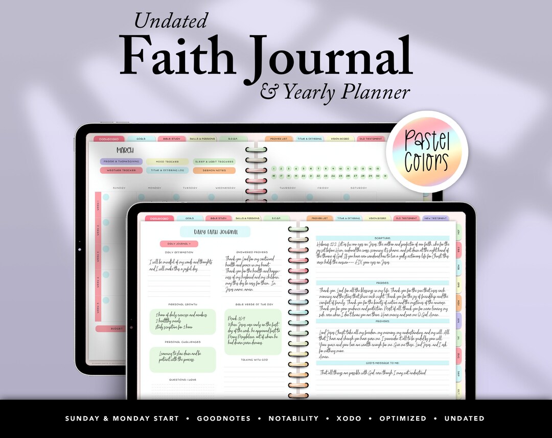 Christian Planner, Faith Journal, Daily Prayer Journal, Undated Bible ...