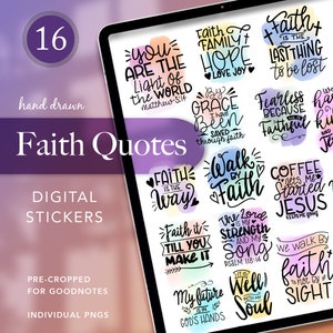 Faith Quotes Digital Stickers, Bible Journal Stickers, cute Christian stickers in pastel colors, Scripture Stickers, Goodnotes planner
