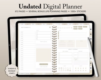 Digital Planner, Goodnotes Planner, iPad Planner, Notability Planner, Undated Digital Planner, Daily Digital Planner
