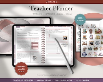 Teacher Planner, Lesson Planner, planner for teachers, classroom planner, digital planner PDF for GoodNotes, Xodo, Notability
