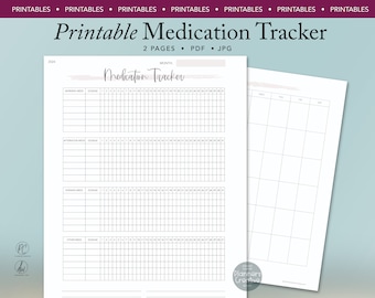 Rastreador de medicamentos Minimalista, Editable, PDF rellenable, Rastreador de medicamentos, Lista de medicamentos, Registro de medicamentos