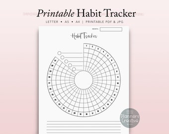 Habit Tracker Printable, Habit Journal Printable, Wellness Tracker, Printable Tracker, Instant Download PDF, JPG