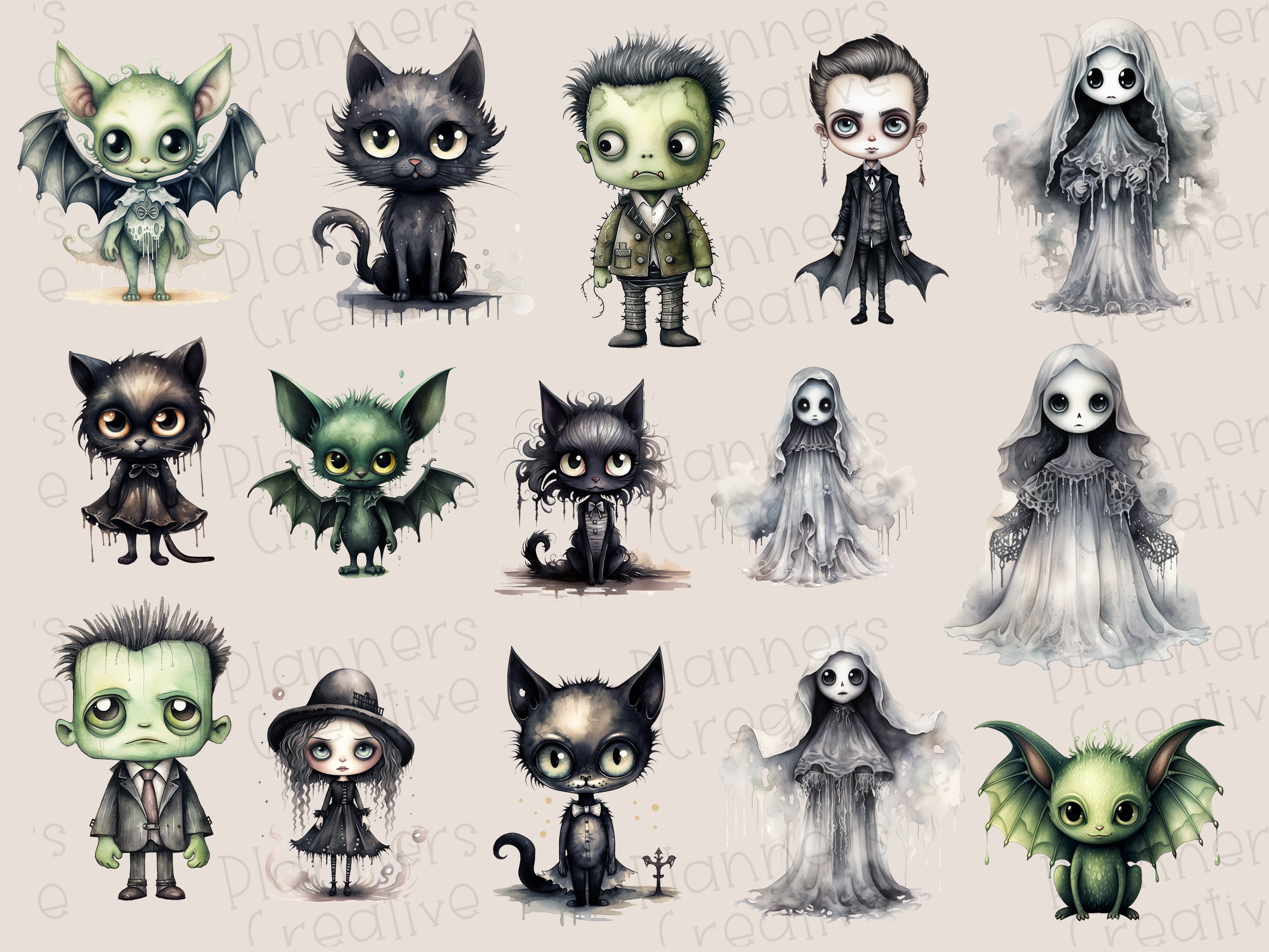 Gothic Halloween Stickers for Goodnotes Digital Planner Etsy