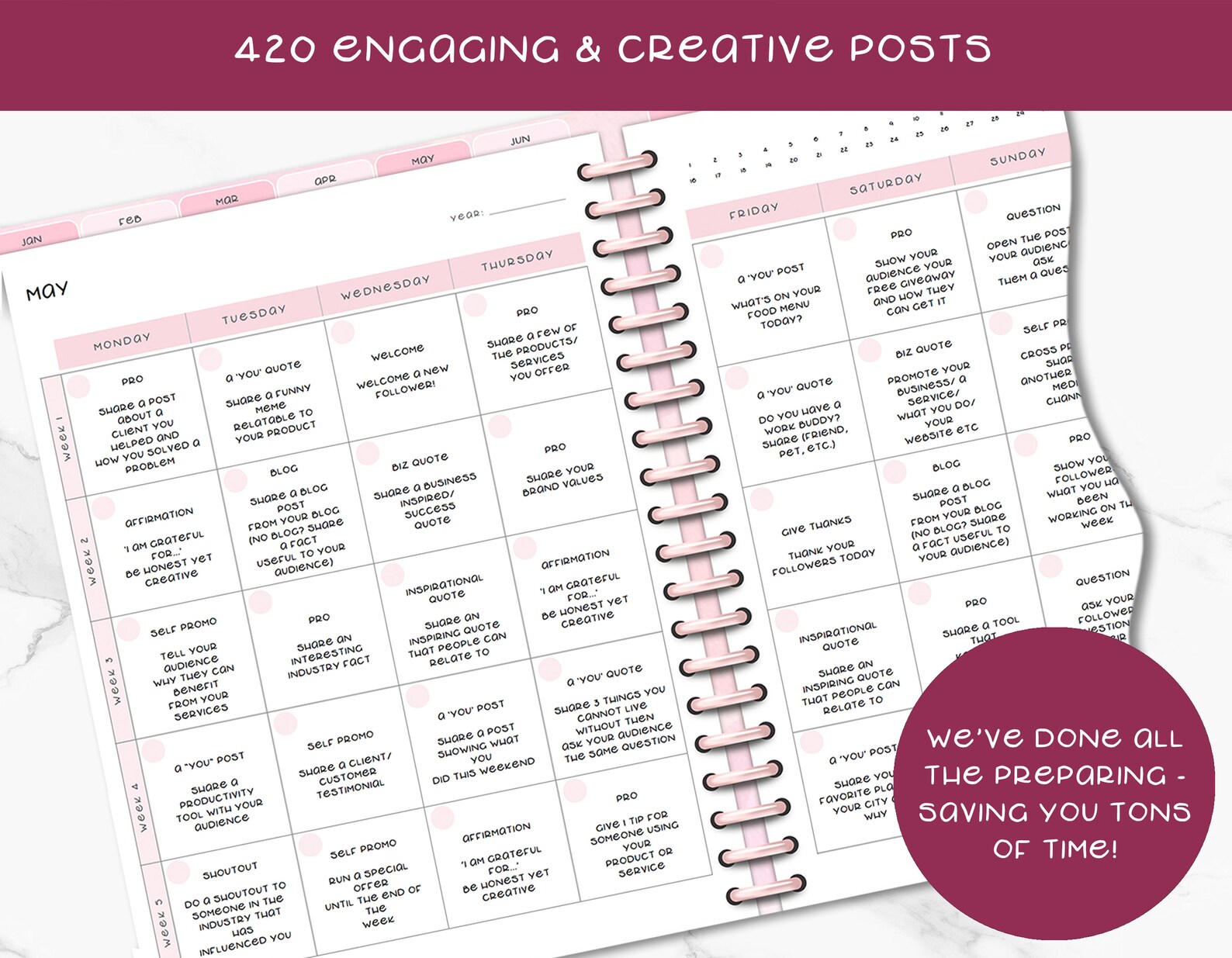 Social Media Calendar Social Media Posts Instagram Planner - Etsy