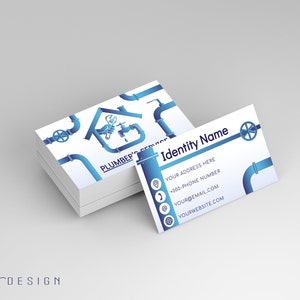 Plantilla de tarjeta de presentación editable de Corjl, tarjeta de presentación de plomero, mejoras para el hogar, contratista, servicios para el hogar, edición de bricolaje imprimible