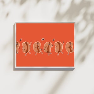 Top Slice Hot Dog Parade, Hotdog Art, Glizzy Dance, Sausages Dancing, Picky Eaters, Kids, Grill, Cookout, Boy's Room Cartoon Digital Art