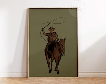 Wild West Cowboy Print / Western Illustration / Art Print / Country Western Poster / Artwork Print / Art Illustration Poster