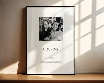 Impression personnalisée définition cousine / cadeau poster ami cousin / cadeau personnalisé / citation cousine famille / cadeau de Noël / cadeau famille