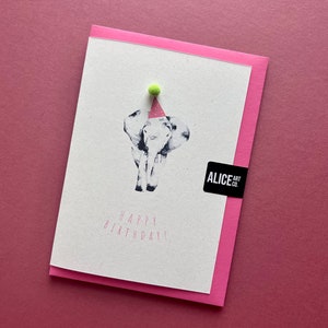 ハッピーバースデー 象のグリーティングカード / 象のカード / グリーティングカード / アート / 水彩画