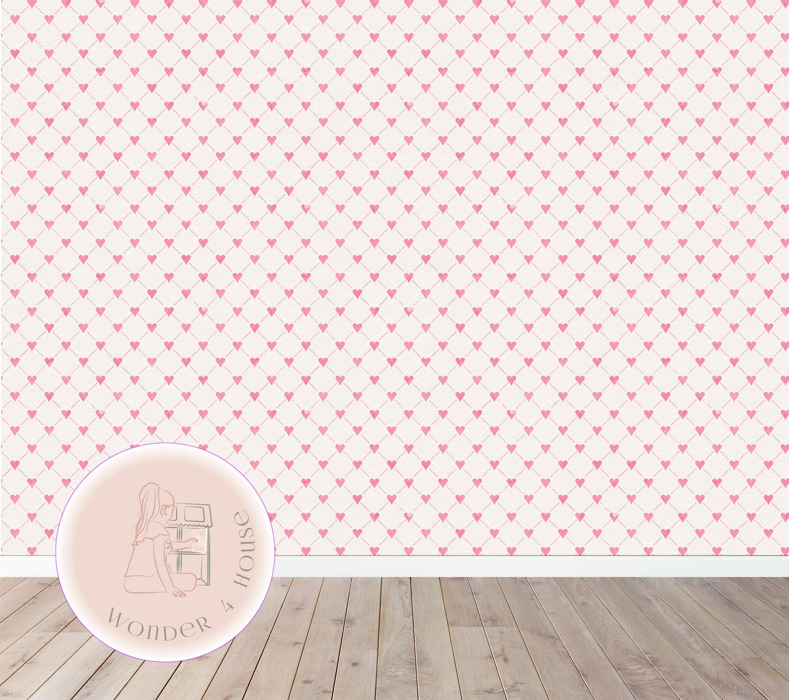 112 Dollhouse Wallpaper Printable with hearts Modern Etsy