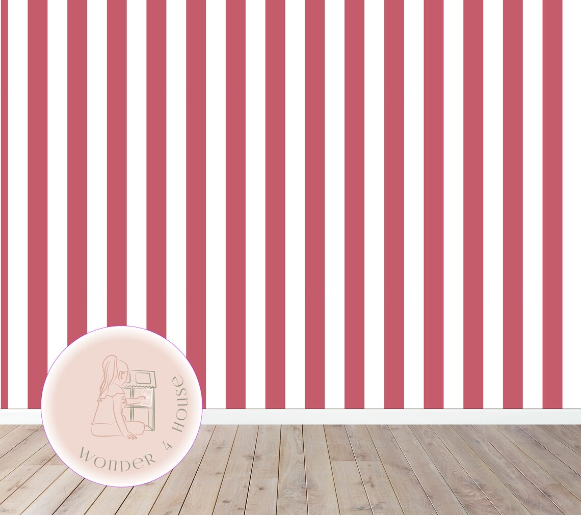 Dollhouse Wallpaper Printable With Pink and White Stripes 1/6 Etsy UK