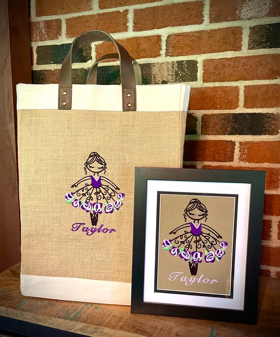 Ari Tote (ballerina) W/embroidered Photo (8x10 Frame W/6x8 Ari Tote (ballerina) W/embroidered Photo (8x10 Frame W/6x8
