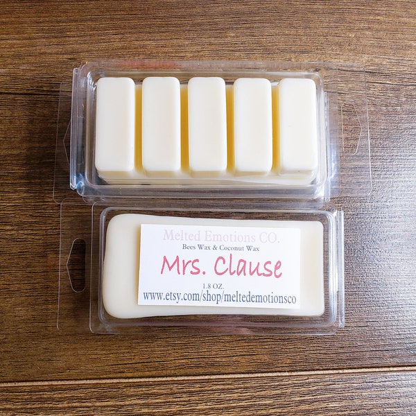 mrs clause snap bar wax melts, peppermint wax melts, secret Santa gift, stocking stuffers for teens, christmas gift for women, eco friendly