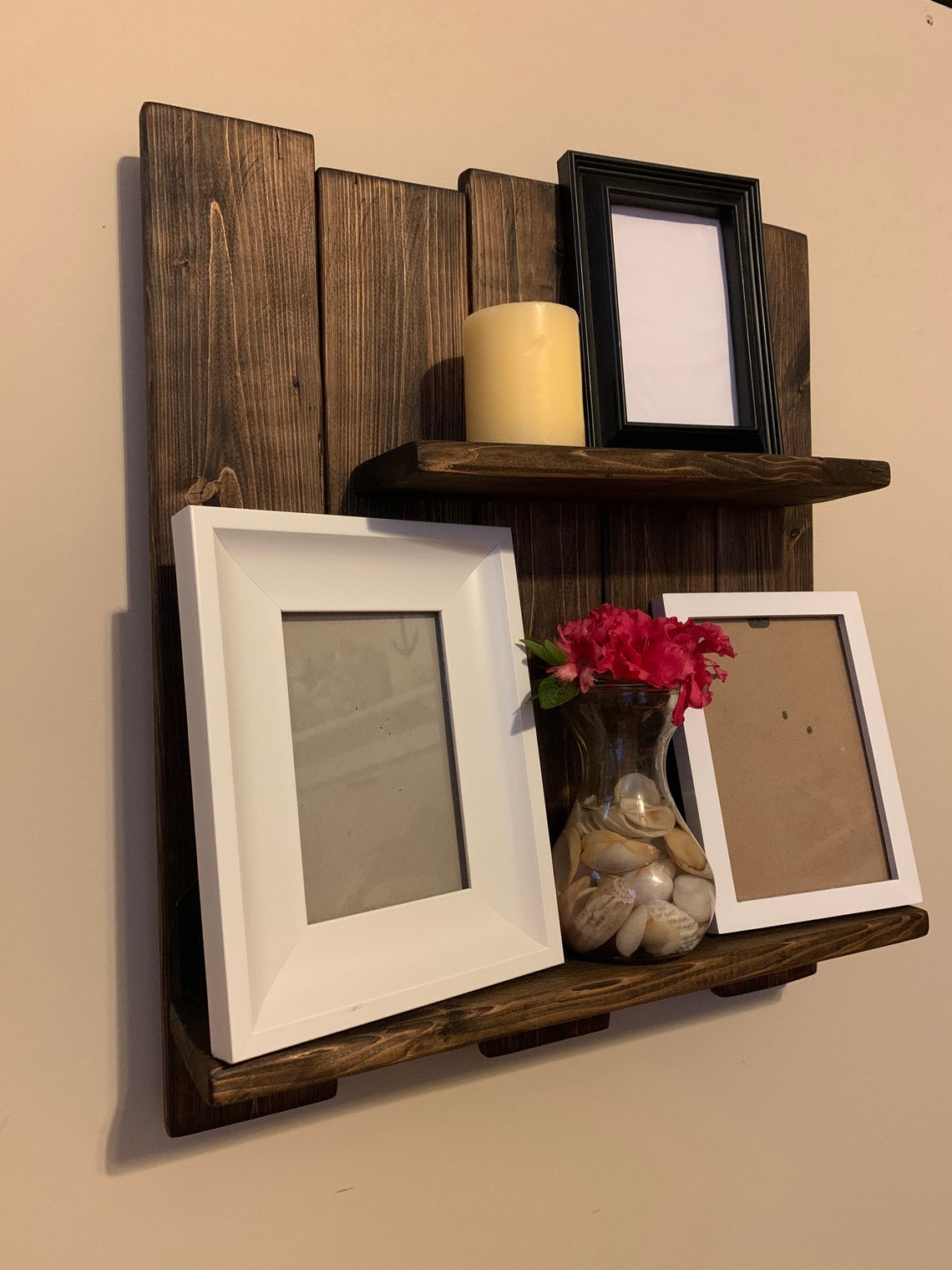 Decorative Wooden Wall Mount Hanging Shelf Picture Frame Etsy