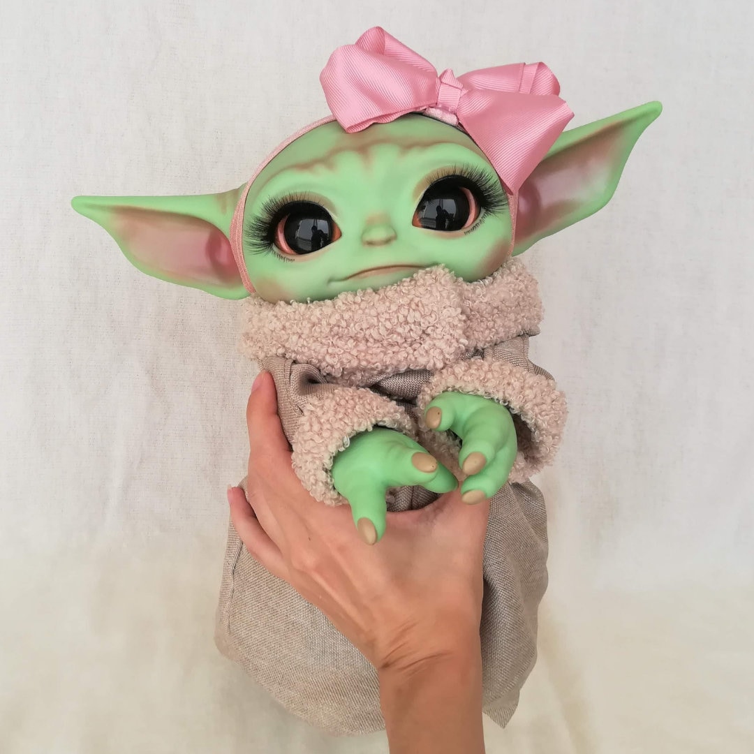 CUSTOM ORDER Reborn Baby Yoda Doll Original Green With Shading, Baby