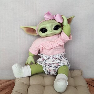 AANGEPASTE BESTELLING reborn baby Yoda-pop origineel groen met geleed lichaam, baby Yoda herboren, aanpasbaar cadeau Grogu-pop, de Mandalorian afbeelding 5