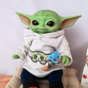 AANGEPASTE BESTELLING reborn baby Yoda-pop origineel groen met geleed lichaam, baby Yoda herboren, aanpasbaar cadeau Grogu-pop, de Mandalorian afbeelding 3