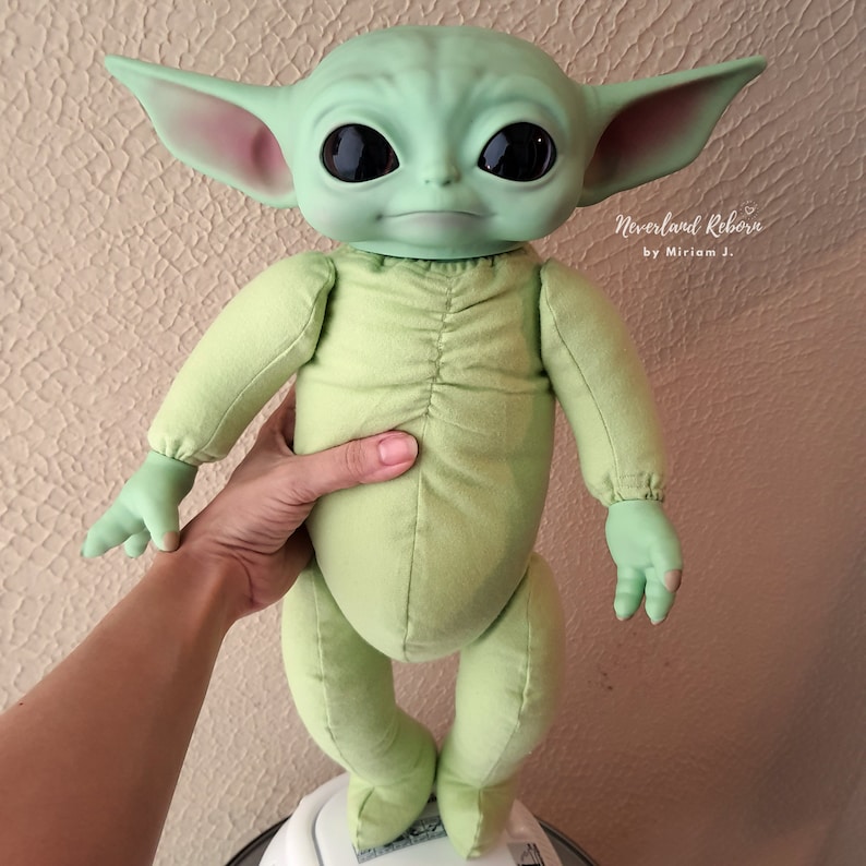AANGEPASTE BESTELLING reborn baby Yoda-pop origineel groen met geleed lichaam, baby Yoda herboren, aanpasbaar cadeau Grogu-pop, de Mandalorian afbeelding 9