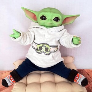AANGEPASTE BESTELLING reborn baby Yoda-pop origineel groen met geleed lichaam, baby Yoda herboren, aanpasbaar cadeau Grogu-pop, de Mandalorian afbeelding 2