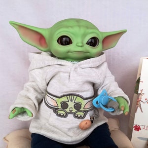 AANGEPASTE BESTELLING reborn baby Yoda-pop origineel groen met geleed lichaam, baby Yoda herboren, aanpasbaar cadeau Grogu-pop, de Mandalorian afbeelding 4