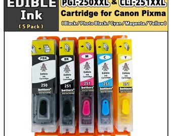 Betters® Edible Ink Cartridges for Canon PGI-250XXL CLI-251XXL – Food-Safe Cake & Cookie, cupcake Ink