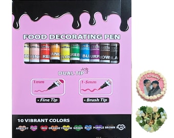 Edible Food Coloring Pens: Double-Ended Cookie & Cake Markers - 10 Pcs