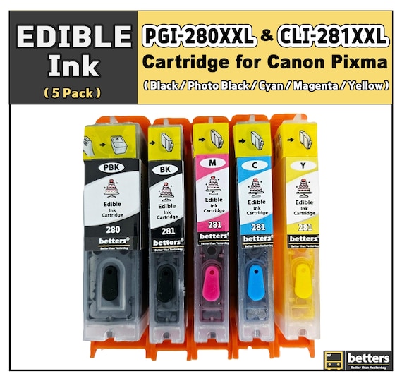 Betters® Edible Ink Cartridges for Canon PGI-280XXL CLI-281XXL – Food-Safe Cake & Cookie, cupcake Ink
