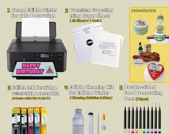 Betters® Edible Printer Bundle – Includes Edible Ink, 25 Sugar Frosting Sheets, Cleaning Kit & Markers